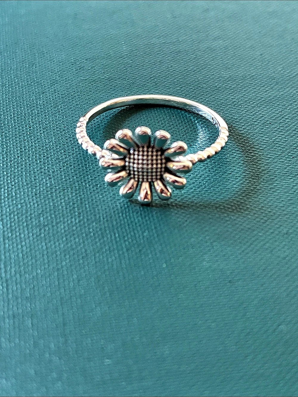 Classic Oxidized 925 Sterling Silver Sunflower Ring